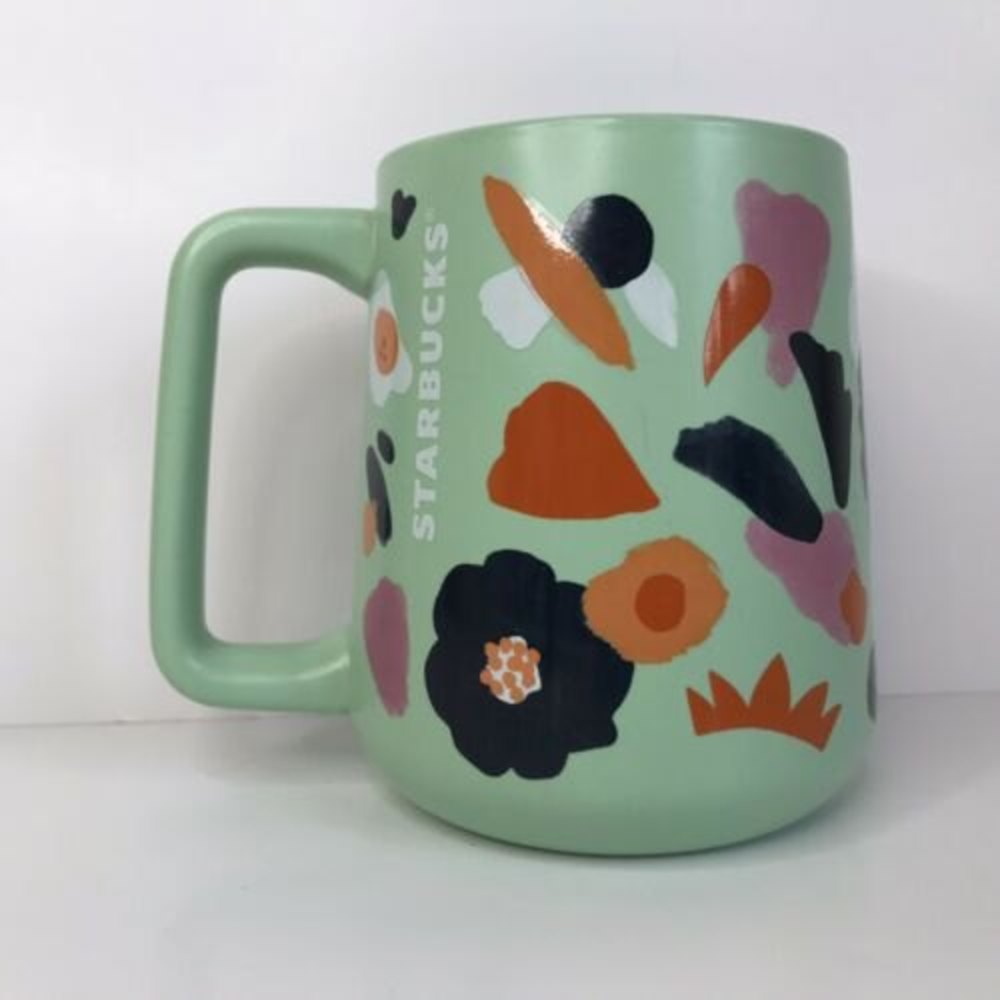Starbucks Mint Green Floral Modern Abstract Spring 2020 Mug Large